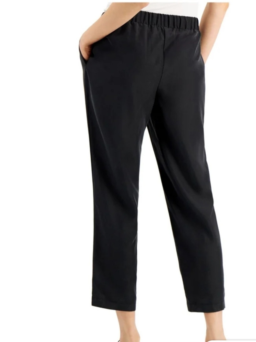 NWT ALFANI Womens Black Elastic Waist Pull On Ankle Cropped Pants SZ 3X - Picture 3 of 9